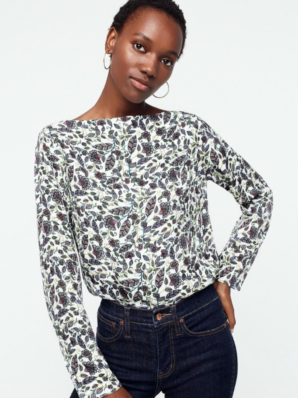 J.‎ Crew Drapey Boatneck Top by Floral NWT